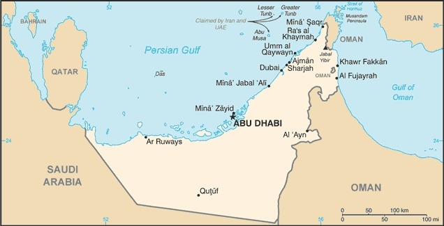 Muslim Friendly Travel Map of United Arab Emirates